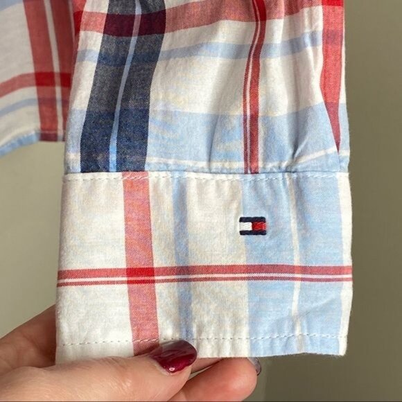 Tommy Hilfiger Womens Classic Fit Plaid Button-Up Shirt Long Sleeve Collared M - Picture 12 of 15